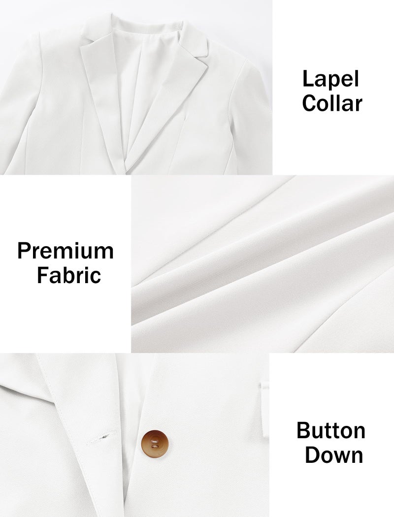 EXARUS Girls Blazer Kids Blazers Jacket Teen Suit Casual White Blazer Long Sleeve Open Front Button Formal Lapel Collar with Inner Pockets School 12Y - Image 4