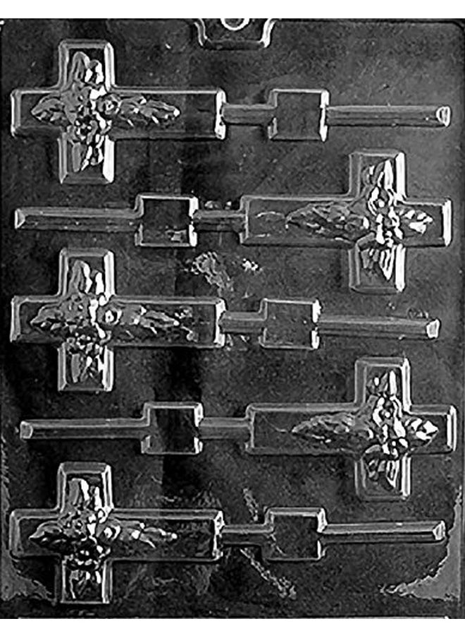 Grandmama's Goodies R023 Cross Lollipop Chocolate Candy Soap Mold With Exclusive Molding Instructions 