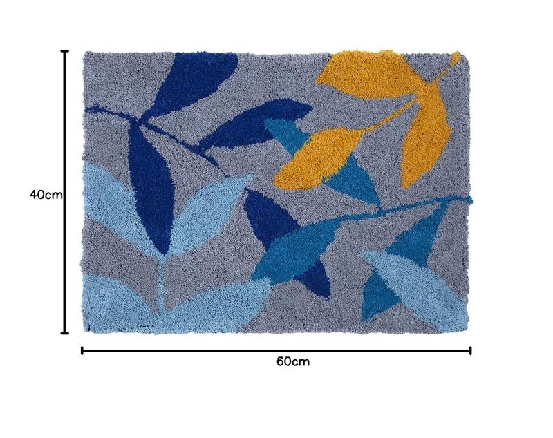 AAZEEM حصيرة حمام لمدخل الحمام حصيرة باب ناعمة / سجادة شرفة فندق للأرضيات المنزلية حصيرة مضادة للانزلاق لحمام المنزل حصائر حمام منزلية حصيرة مدخل قطنية تجريدية 40x60 سم (أزرق فاتح) مستطيلة - Image 2