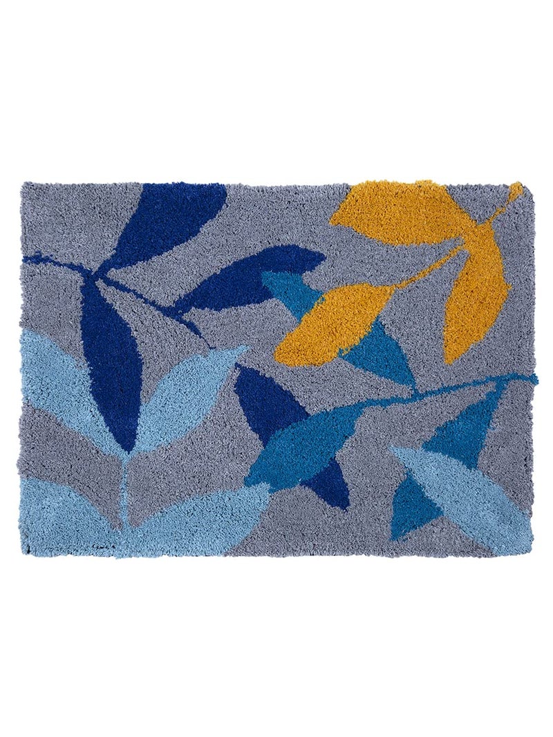 AAZEEM حصيرة حمام لمدخل الحمام حصيرة باب ناعمة / سجادة شرفة فندق للأرضيات المنزلية حصيرة مضادة للانزلاق لحمام المنزل حصائر حمام منزلية حصيرة مدخل قطنية تجريدية 40x60 سم (أزرق فاتح) مستطيلة - Image 3