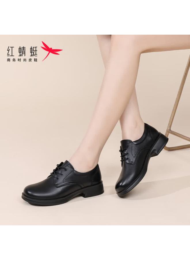 Red Dragonfly Women's Leather Casual Shoes Small Leather Shoes Commuter Work Flats Wtb152721 Black Size 36