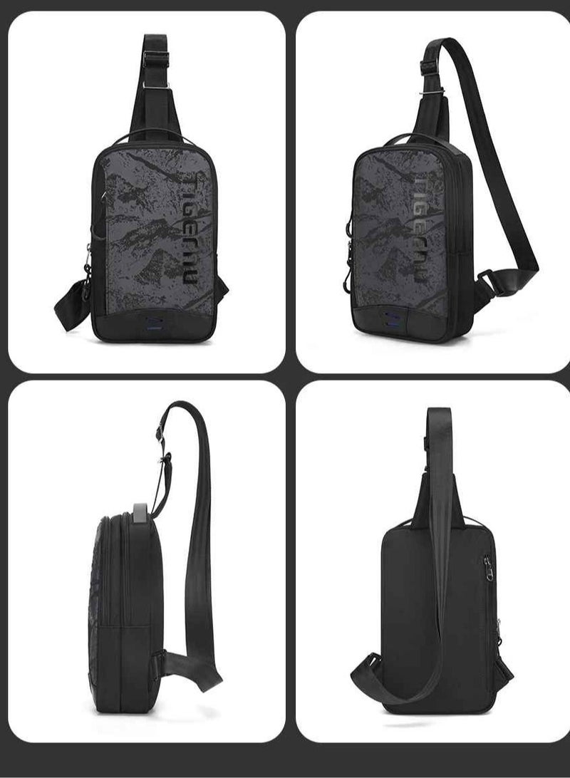 Tigernu Chest Bag For Men, Lightweight And Durable Men Shoulder Bag, Waterproof Mens Tactical Sling Bag, Utility Crossbody Chest Bag For Cycling Hiking Camping, (1pc, Black Camouflage) - Image 2