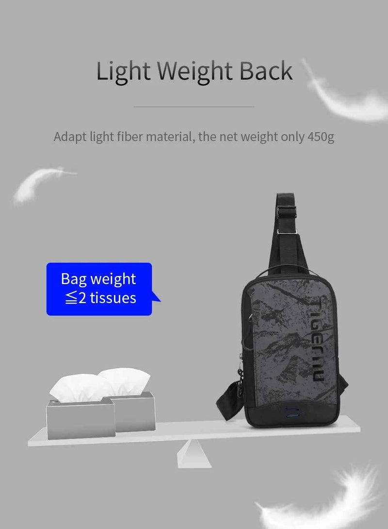 Tigernu Chest Bag For Men, Lightweight And Durable Men Shoulder Bag, Waterproof Mens Tactical Sling Bag, Utility Crossbody Chest Bag For Cycling Hiking Camping, (1pc, Black Camouflage) - Image 4