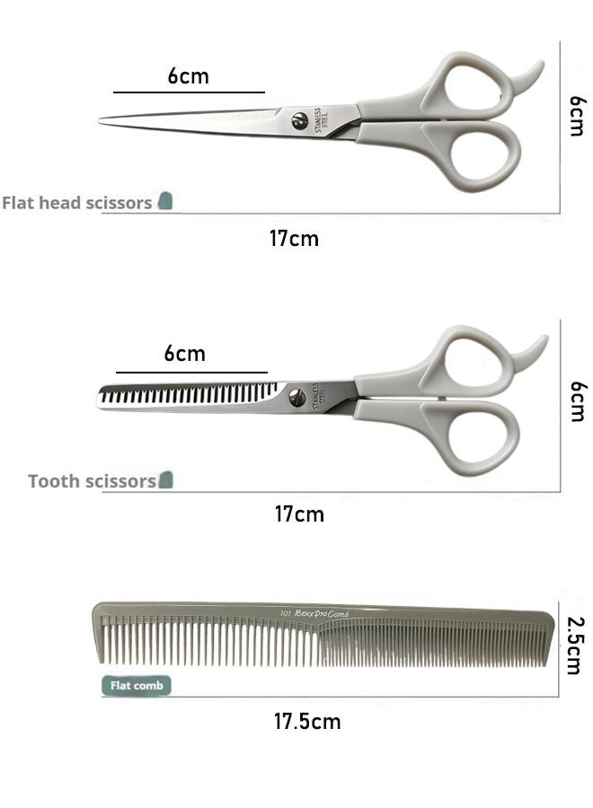 3pcs Hair Scissors With Comb, Portable Hairdressing Scissors, Hair Cutting Scissors Thinning Shears With Hairdressing Comb Grey - Image 4