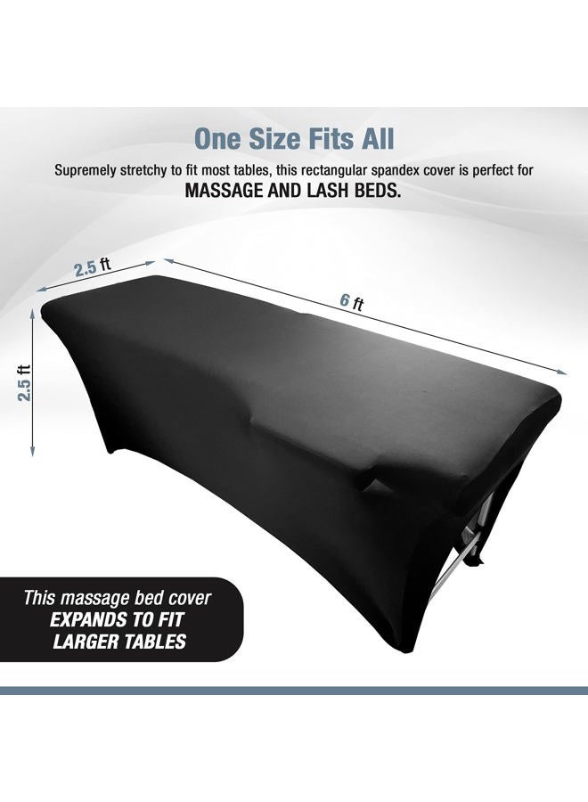 XOLLOZ Lash Bed Cover – Spandex Table Covers 6ft, Stretch Table Cloths for 6 Ft Tables, Massage Bed Cover, 6ft Table Cover Fitted, Perfect for Lash Extension Bed, Massage Table, and Spa Use - Black - Image 2