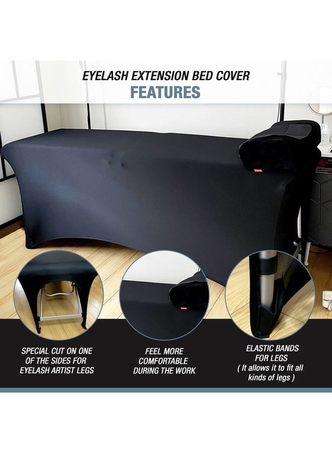 XOLLOZ Lash Bed Cover – Spandex Table Covers 6ft, Stretch Table Cloths for 6 Ft Tables, Massage Bed Cover, 6ft Table Cover Fitted, Perfect for Lash Extension Bed, Massage Table, and Spa Use - Black - Image 4