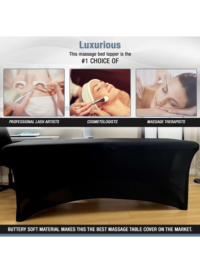 XOLLOZ Lash Bed Cover – Spandex Table Covers 6ft, Stretch Table Cloths for 6 Ft Tables, Massage Bed Cover, 6ft Table Cover Fitted, Perfect for Lash Extension Bed, Massage Table, and Spa Use - Black - Image 5