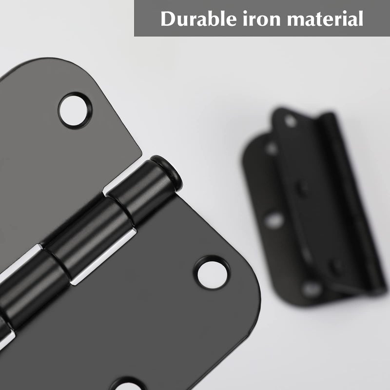 Haidms Haidms Noise-Free Interior Door Hinges Matt Black 3.5 Inch with 5/8" Radius Corner Black Steel Removable Pin, 24 Pack  - Image 2