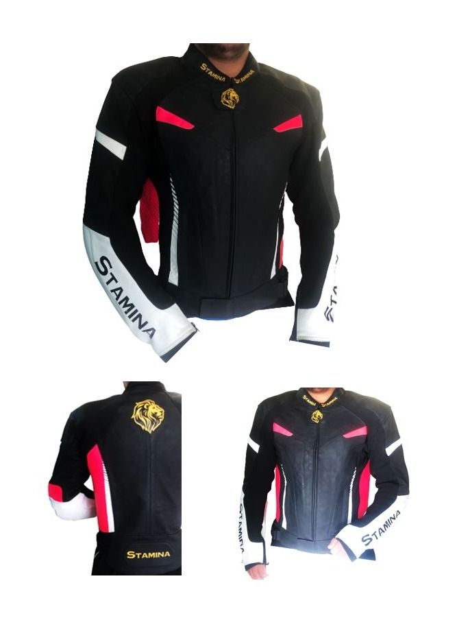 Stamina STAMINA Motorcycle Jacket For Men Genuine Leather Bike Rider Jacket Enduro Motocross Racing Biker Riding CE Armored All-Weather  - Image 1