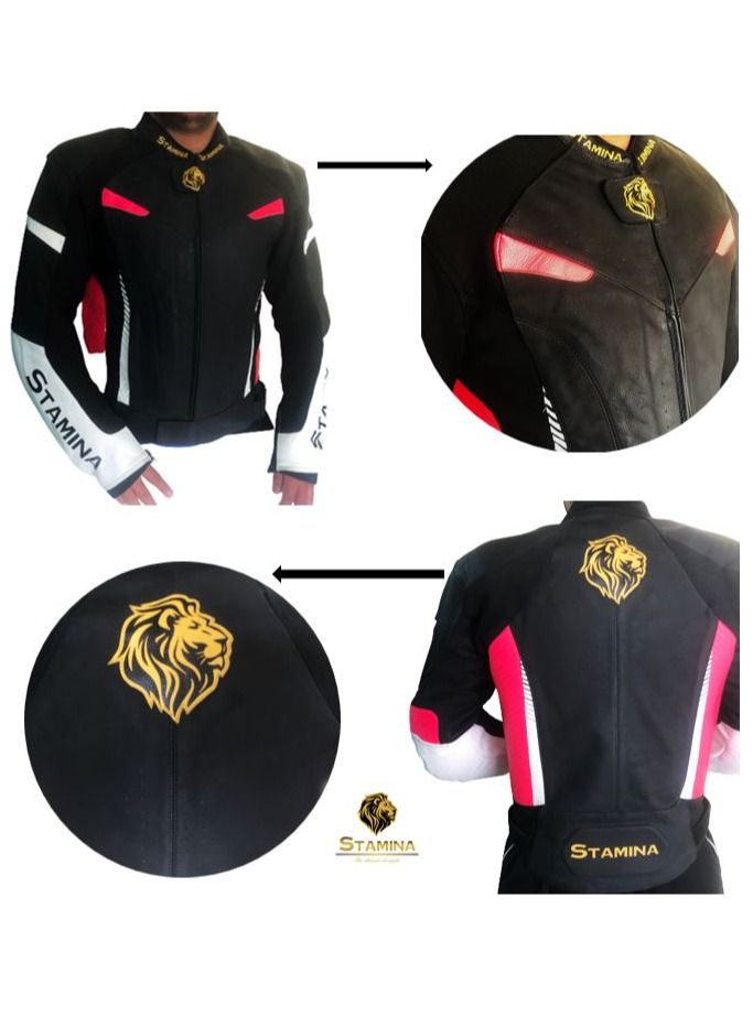 Stamina STAMINA Motorcycle Jacket For Men Genuine Leather Bike Rider Jacket Enduro Motocross Racing Biker Riding CE Armored All-Weather  - Image 4