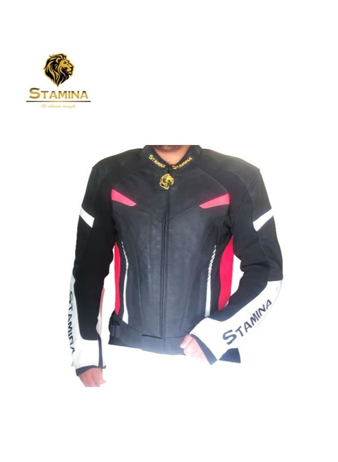 Stamina STAMINA Motorcycle Jacket For Men Genuine Leather Bike Rider Jacket Enduro Motocross Racing Biker Riding CE Armored All-Weather  - Image 3
