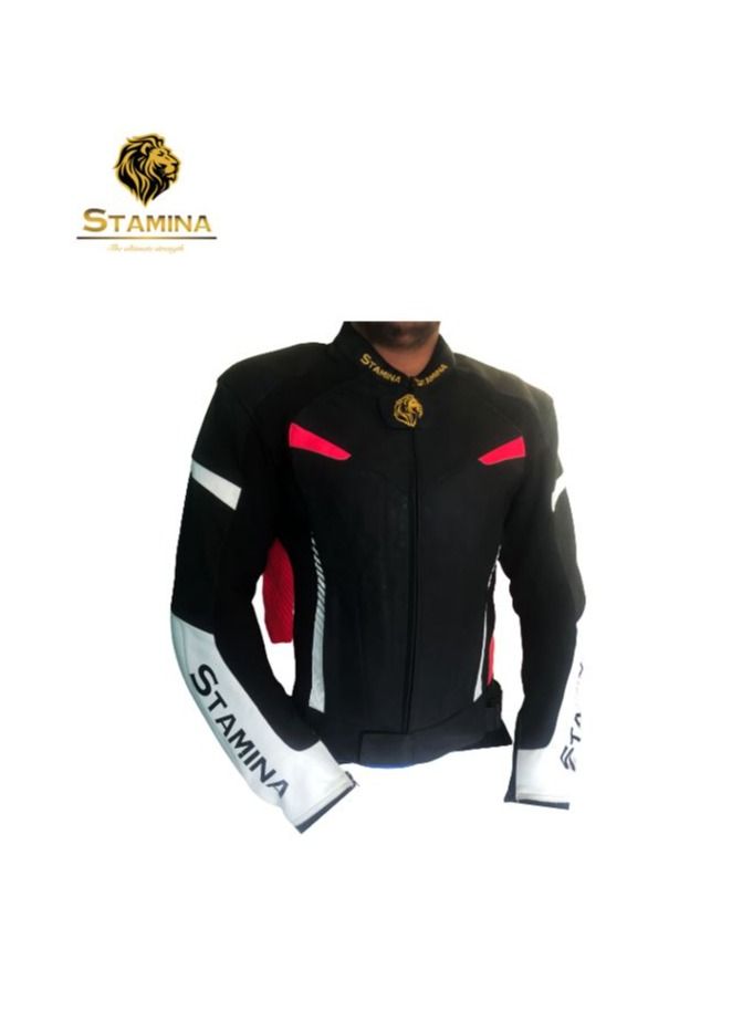 Stamina STAMINA Motorcycle Jacket For Men Genuine Leather Bike Rider Jacket Enduro Motocross Racing Biker Riding CE Armored All-Weather  - Image 2