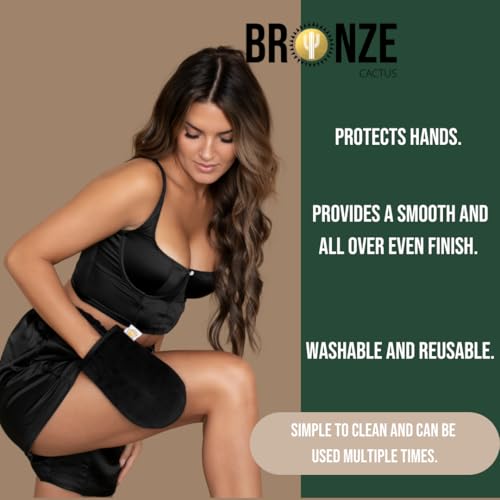 Bronze Cactus Tanning Application Mitt – Non-Absorbent Fabric | Reusable, Fast Dry | Applies Self-Tan, Lotion, Mousse Evenly | Prevents Staining, Ideal for Face & Body - Image 2