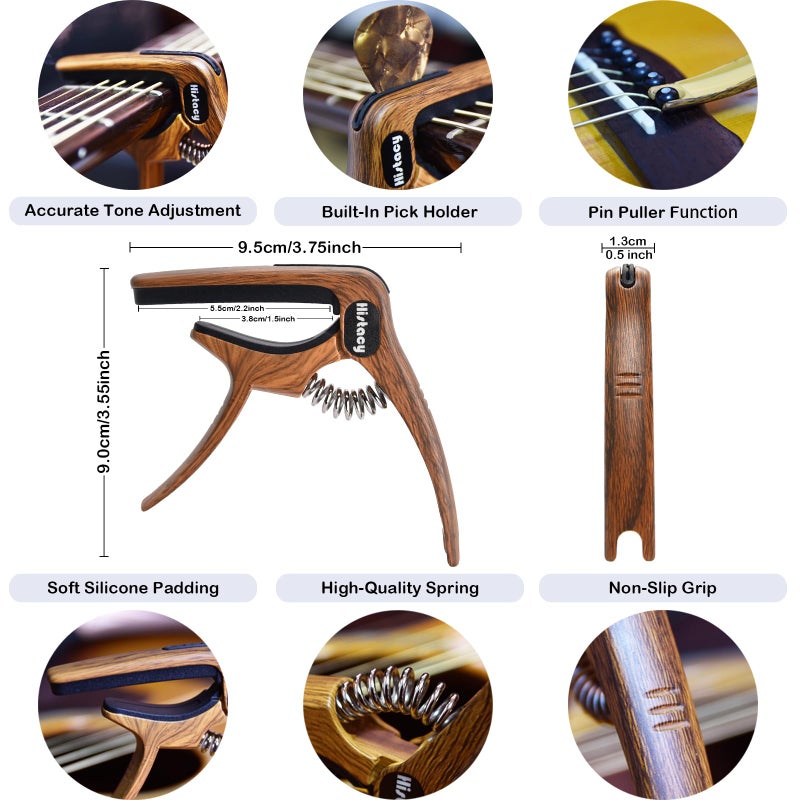 Histacy Guitar Accessories Kit: Clip-On Guitar Tuner, 3-in-1 Capo, 30 Picks & Storage for Acoustic, Electric Guitar, Bass & Ukulele, All-in-One Perfect Guitar Gift Set for Men & Beginners & Pros - Image 3