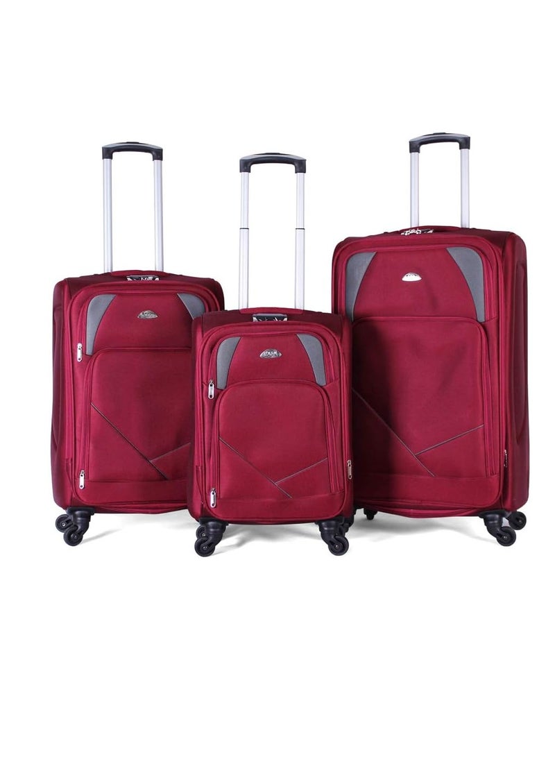 Trolley Travel Bags by Polo, 3 Pieces, 97305, Maroon, Acrylonitrile Butadiene Styrene (ABS), Multi Color  - Image 1