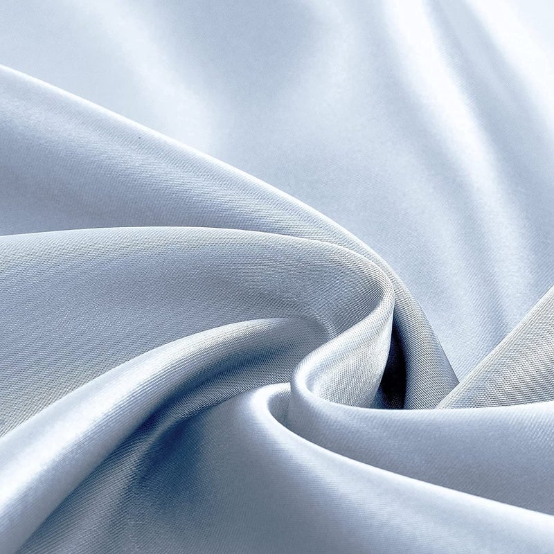 Homiest Homiest Baby Blue Satin Fitted Sheet King Size Fitted Bed Sheet  Deep Pocket Fitted Sheet Only  Luxury & Ultra Soft Bedding Fitted Sheet Single Bottom Bed Sheets Sold Separately  - Image 5