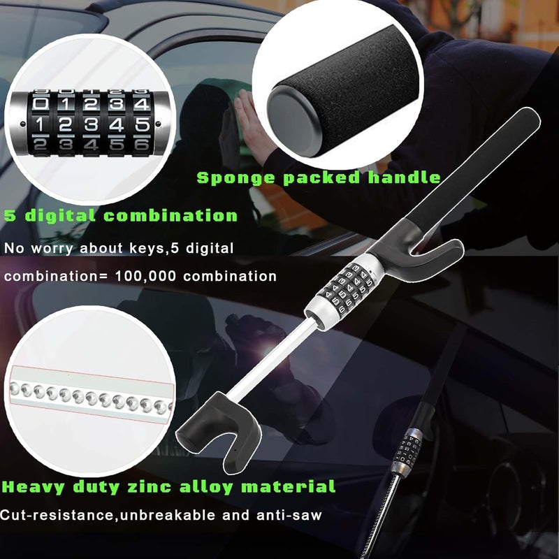 YUFANYA Steering Wheel Lock,Car Digit Combination Keyless Lock,Car Anti-Theft Device Security Device,Universal Fit for Cars,Trucks,Vans(Black) - Image 3