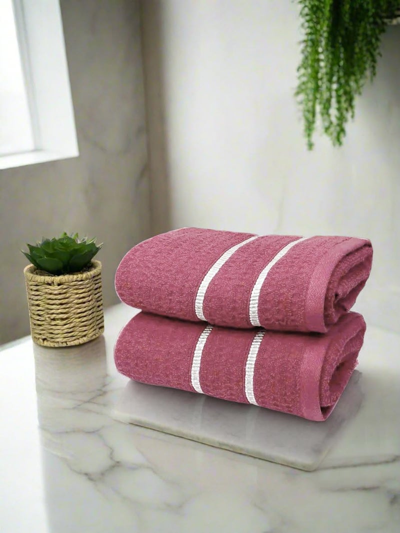 BIANCA Extra Plush Turkish Terry Towels -2pc Hand Towel Set (Mint-Tea) | 480 GSM l 100% Cotton Towel | Hand Towel, Gym Towel for Men Workout Solid-dullpink - Image 1