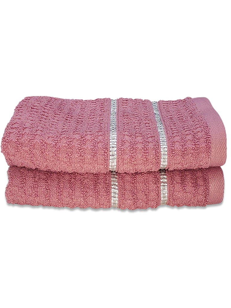 BIANCA Extra Plush Turkish Terry Towels -2pc Hand Towel Set (Mint-Tea) | 480 GSM l 100% Cotton Towel | Hand Towel, Gym Towel for Men Workout Solid-dullpink - Image 2