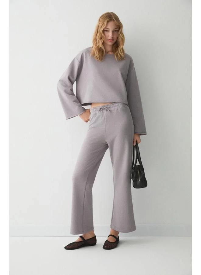 SEDNA Women's Loose-Fit and Round-Neck, Wide-Leg Organic Cotton Lilac Set.