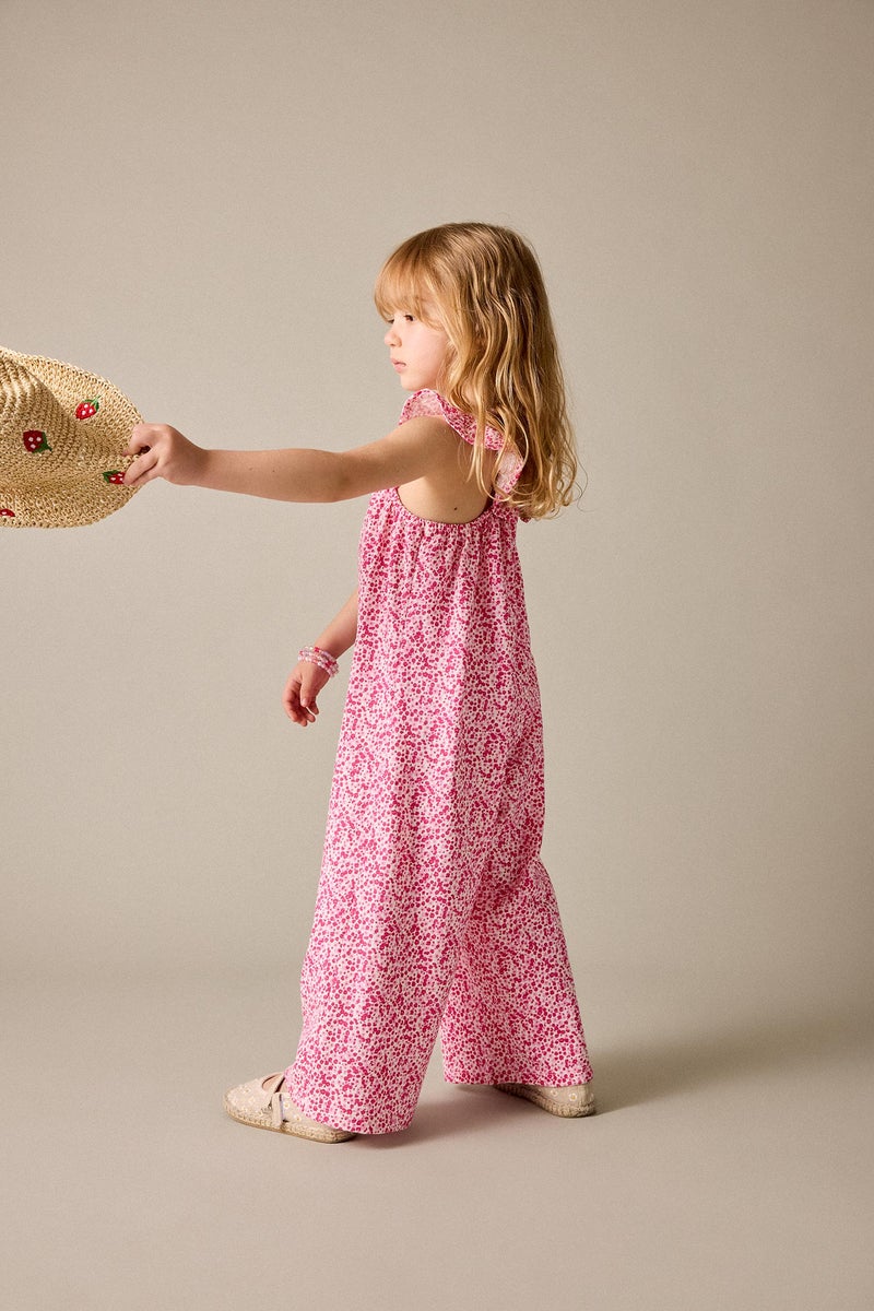 DeFacto Pink BabyGirl Crew Neck Floral Jumpsuit Casual - Image 2