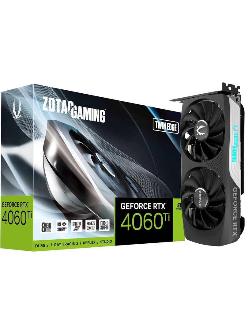 ZOTAC Gaming GeForce RTX 4060 Ti 8GB Twin Edge DLSS 3 8GB GDDR6 128-bit 18 Gbps PCIE 4.0 Compact Gaming Graphics Card, IceStorm 2.0 Advanced Cooling, Spectra RGB Lighting, ZT-D40610E-10M - Image 1