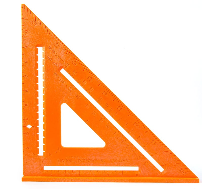 Swanson Tool Co. , Inc Swanson Tool Co., Inc Swanson Tool Co T0701 12 inch Orange Composite Speedlite Speed Square Layout Tool, made of High Impact Polystyrene - Image 1