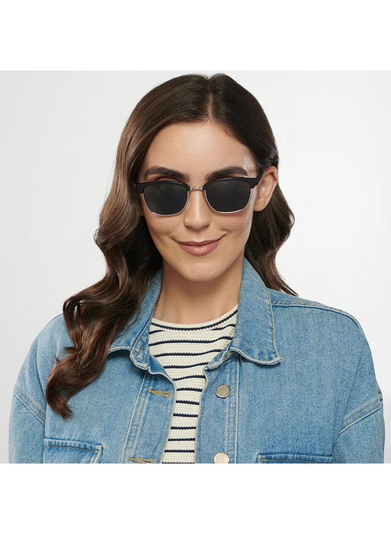VINCENT CHASE Vincent Chase By Lenskart | Silver Black Grey Full Rim Square Branded Latest and Stylish Sunglasses | 100% UV Protected | Men & Women | Small | VC S14475
