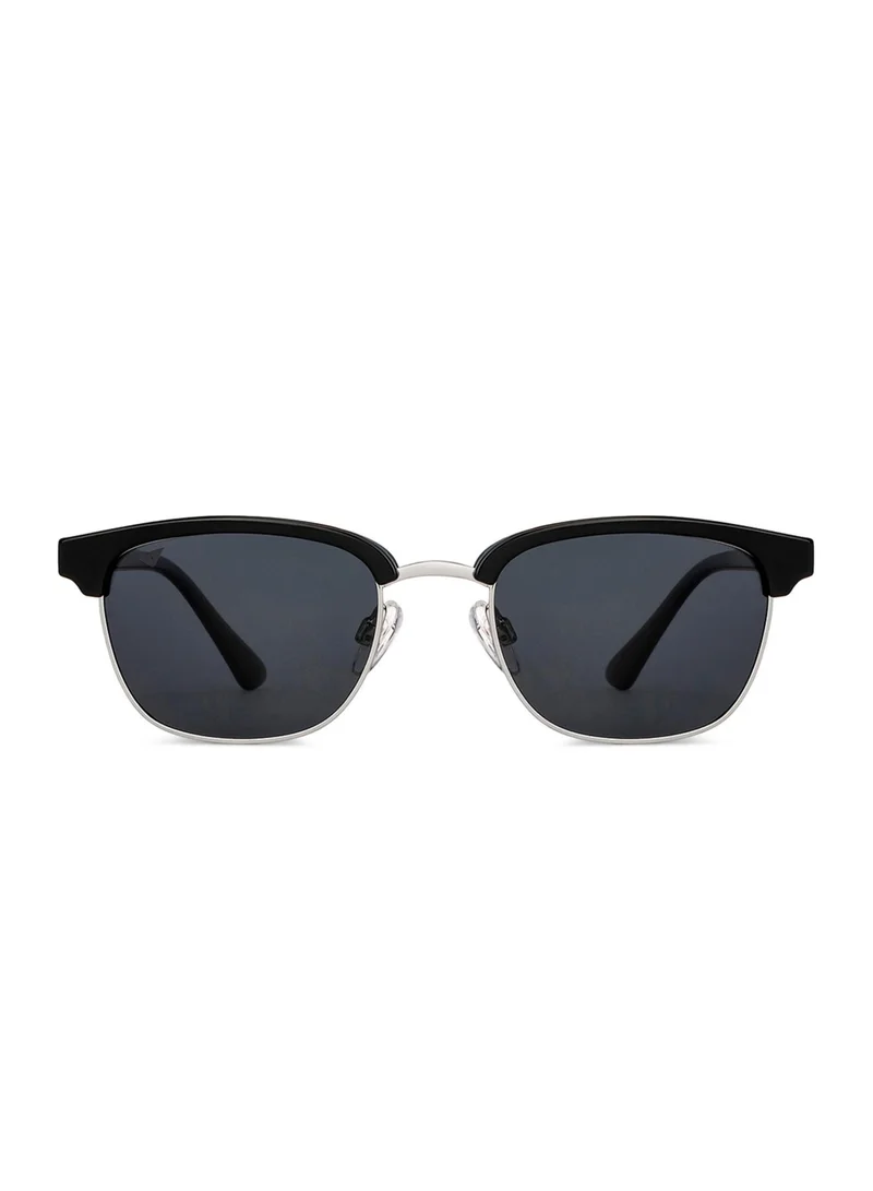 VINCENT CHASE Vincent Chase By Lenskart | Silver Black Grey Full Rim Square Branded Latest and Stylish Sunglasses | 100% UV Protected | Men & Women | Small | VC S14475
