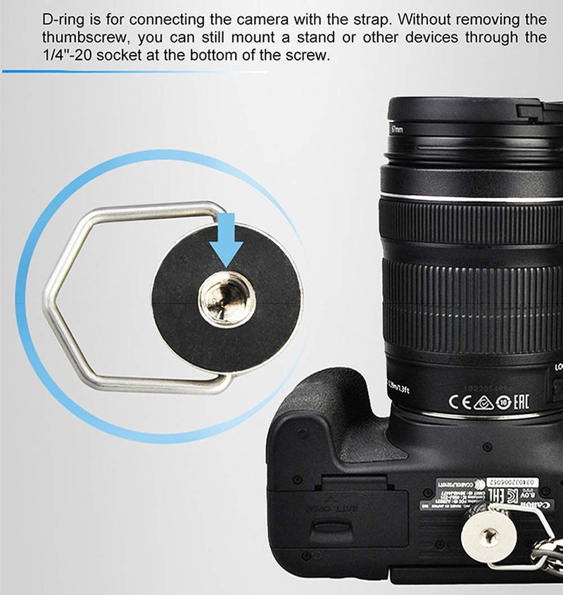 Fotasy Silver Stainless Steel D Ring Screw D Shaped Mounting Screw for Camera Strap Quick Release Rapid Shoulder Neck Sling Strap Belt for Camera DSLR SLR - Image 2