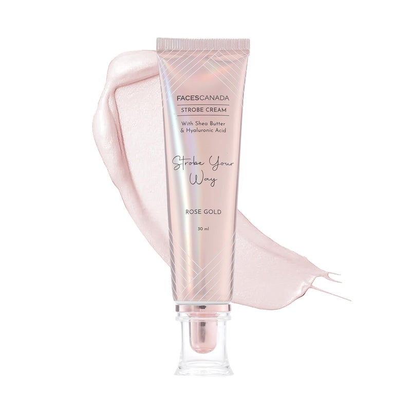 FACESCANADA Strobe Cream - Rose Gold | with Shea Butter & Hyaluronic Acid | Hydrating & Illuminating Makeup | for Radiant Dewy Skin | 1.01 Fl Oz (30ml) - Image 1