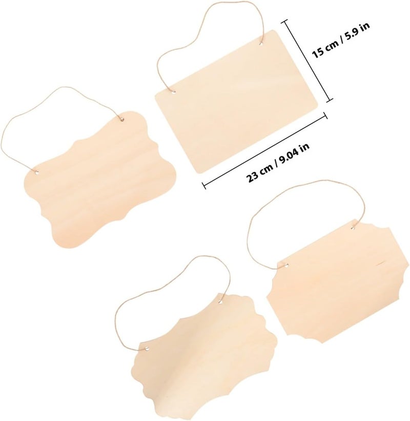 Healifty 4pcs Blank Wooden Craft Plaques Hanging Wood Board DIY Wood Plaque Decor Unfinished Signs for Crafts Holiday Party Decoration - Image 2