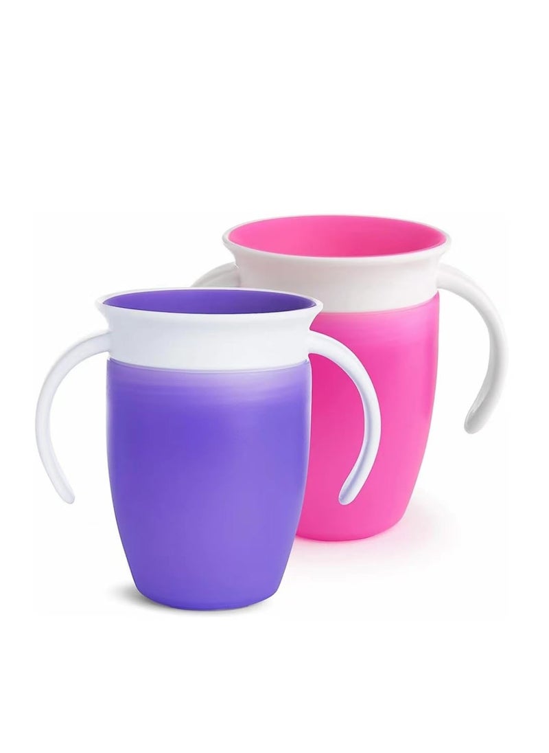 Cool Baby COOLBABY 360 Non-Leakage Baby Learning Drinking Cup For Infants Drinking Cup For Children Anti-Choking Water Cup For Children Silicone With Handle Large Diameter(Purple Pink)  - Image 1
