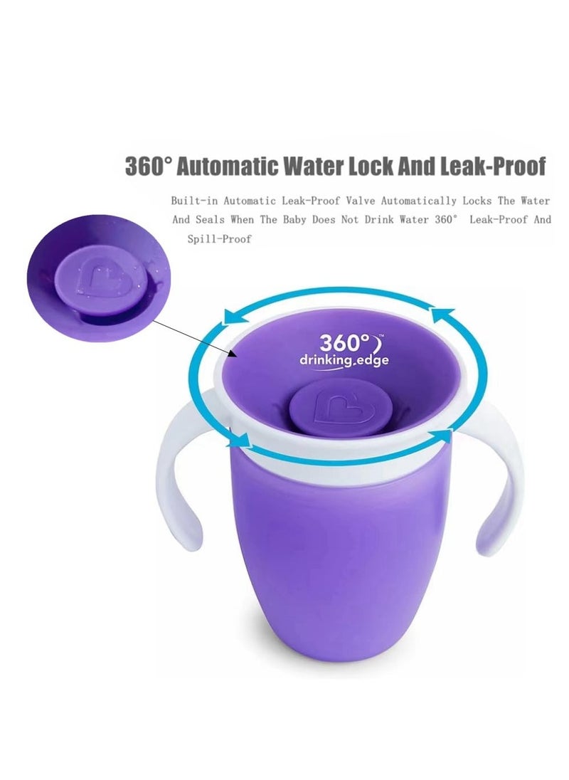 Cool Baby COOLBABY 360 Non-Leakage Baby Learning Drinking Cup For Infants Drinking Cup For Children Anti-Choking Water Cup For Children Silicone With Handle Large Diameter(Purple Pink)  - Image 4
