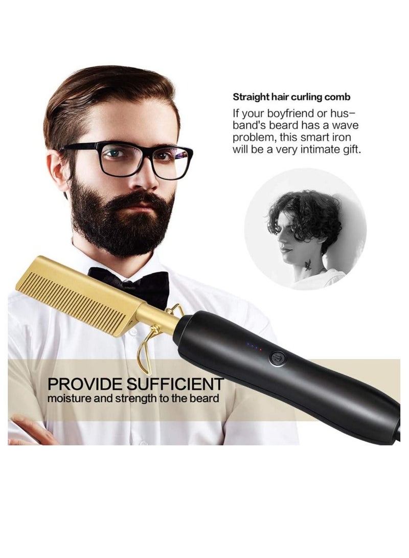 Heating Comb Straightener Electric Hot Comb Flat Iron Hair Straightening Brush Smoothing Iron Comb Hair Straightener Brush - Image 1