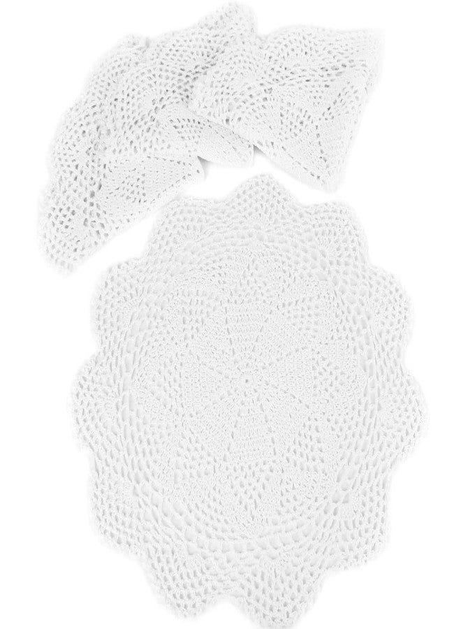 kilofly Crochet Cotton Lace Table Placemats Doilies Value Pack, 4pc, Roma, White, 13.7 inch - Image 1