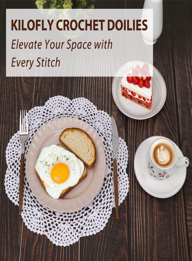 kilofly Crochet Cotton Lace Table Placemats Doilies Value Pack, 4pc, Roma, White, 13.7 inch - Image 4