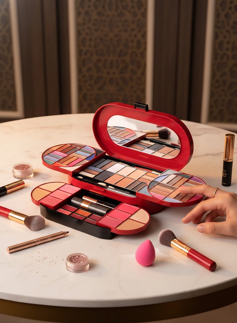 Shams ​SHAMS Makeup kit Shades All-in-One Set complete face palette for women. Bold, pigmented, multi-use shades for beginners and pros. Your essential beauty vault. - Image 1