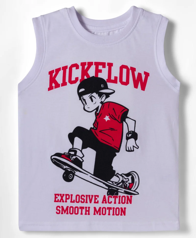 Pine Kids Pine Kids Sleeveless Tank T-Shirts with Text Print (Pack of 5) - Multicolor