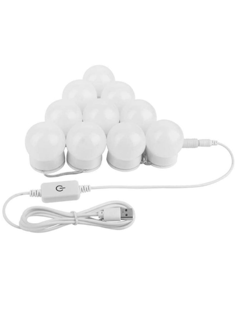 10 مصابيح LED على طراز هوليوود لمرايا الزينة مجموعة بيضاء 32x19 سنتيمتر - Image 1