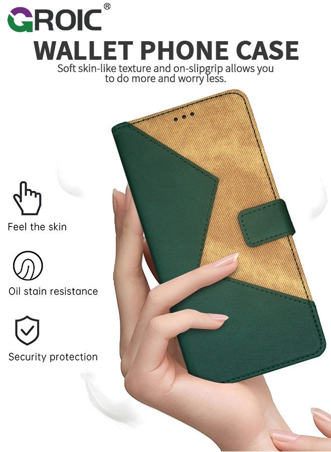 GROIC Green Wallet Flip Case for Samsung Galaxy S24 Plus PU Leather with Card Slots Mobile Phone Cover Magnetica - Image 2