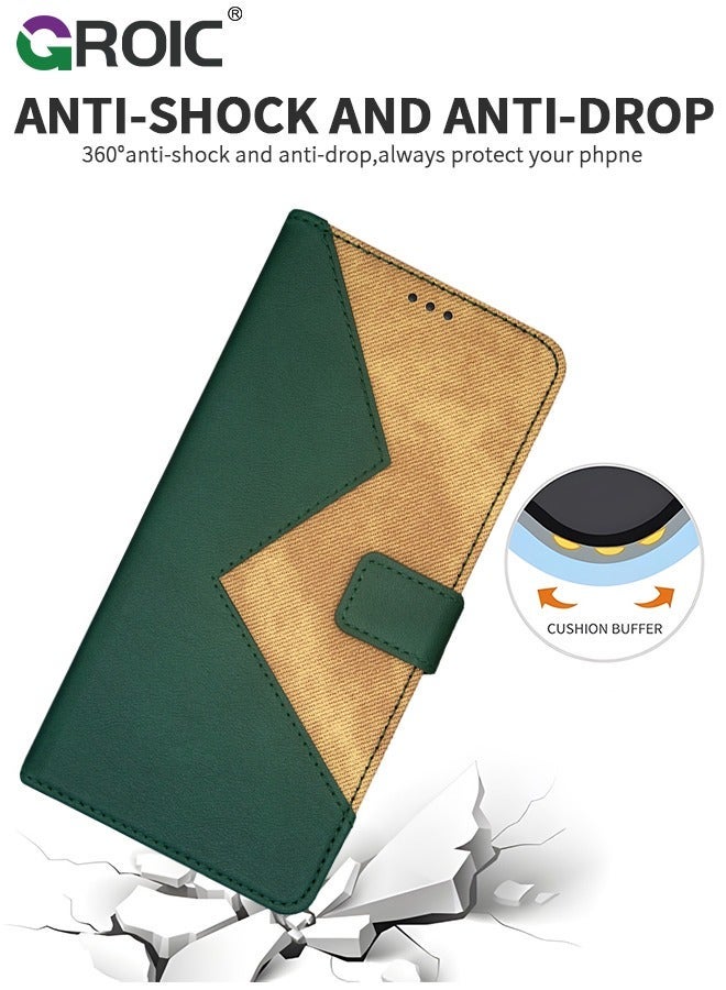 GROIC Green Wallet Flip Case for Samsung Galaxy S24 Plus PU Leather with Card Slots Mobile Phone Cover Magnetica - Image 5