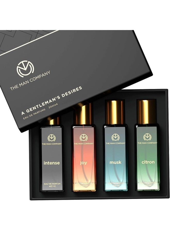The Man Company Specially Curated Perfume Gift Set for Men 4 * 20ml - A Gentleman’s Desire | Premium Long-Lasting Fragrance | Citron For Travel | Intense For Office | Musk For Sports | Joy For Outing - Image 1