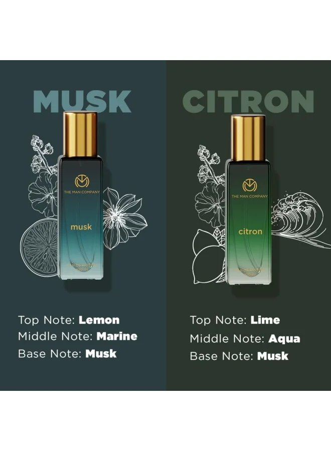 The Man Company  Specially Curated Perfume Gift Set for Men 4 * 20ml - A Gentleman’s Desire | Premium Long-Lasting Fragrance | Citron For Travel | Intense For Office | Musk For Sports | Joy For Outing for Men | Best Price UAE