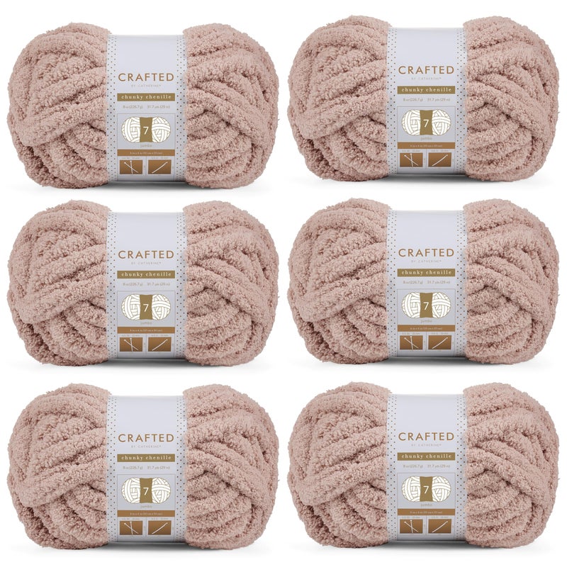 Crafted By Catherine Chunky Chenille Yarn 6 Pack 8 oz 227 g 317 Yards Each Skein Beige Gauge 7 Jumbo - Image 2