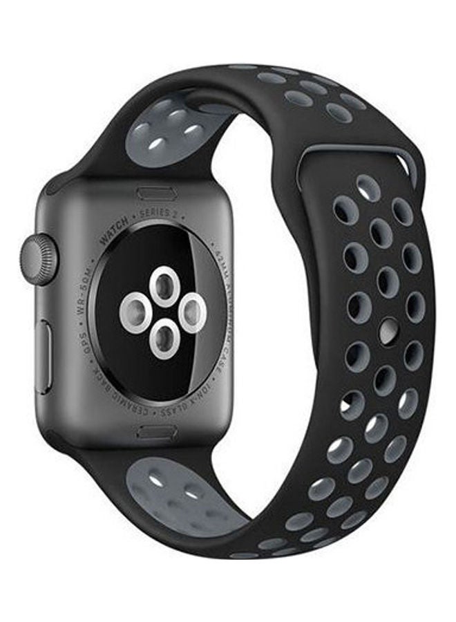 Nk6 Sport Silicone Watchband Breathable Hole Replacement Strap For Apple Watch Strap Black - Image 2