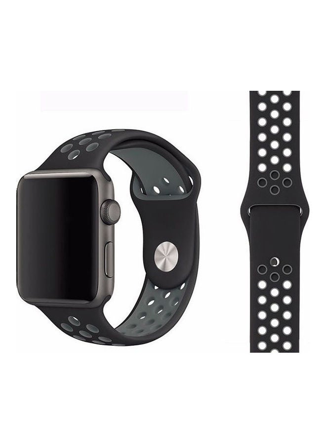 Nk6 Sport Silicone Watchband Breathable Hole Replacement Strap For Apple Watch Strap Black - Image 1