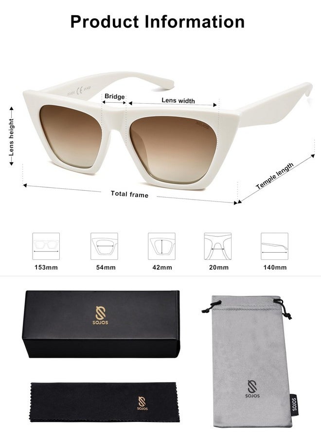 Sojos Trendy Oversized Square Cateye Polarized Sunglasses Womens Big Frame Shades Sj2115, Cream/Brown  - Image 5