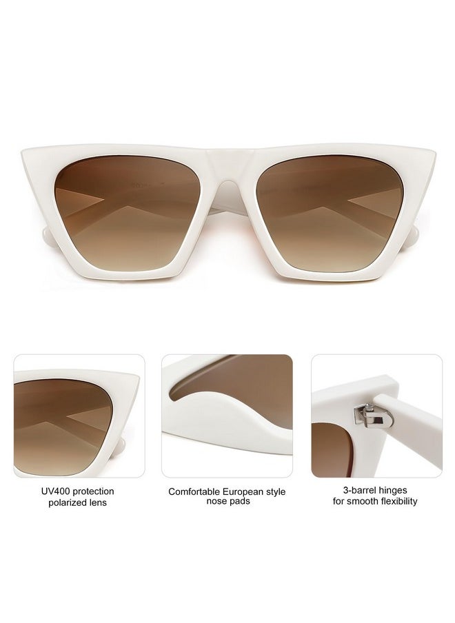 Sojos Trendy Oversized Square Cateye Polarized Sunglasses Womens Big Frame Shades Sj2115, Cream/Brown  - Image 4