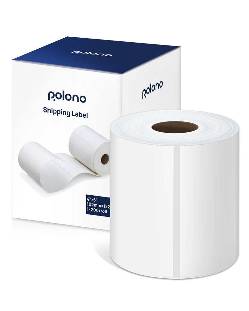 POLONO Genuine 4"x6" Direct Thermal Shipping Label, Perforated Postage Shipping Labels Compatible with POLONO PL60, PL70E and PL420 Label Printer, Permanent Adhesive, Commercial Grade, 220 Labels/Roll - Image 2